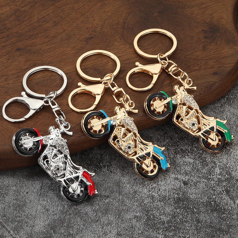 Rhinestone Motorcycle Metal Keychain Gift for Men