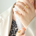 Open Dual Sphere Ball Rings Steel Rose Gold Or Gold view 4