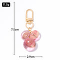 Pink Marble Bead Keychain Gold Clasp Three Round Charms view 2