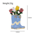 Blue Flower Enamel Metal Brooch Pin for Jackets and Lapels view 3
