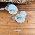 Sheer Green Petal Shell Hook Earrings with Polished Metal Tone Details view 2