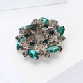 Round Crystal Floral Wreath Brooch in Five Color Variations view 3