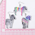 Silver Tone Colorful Zebra Acrylic Hook Earrings in Three Designs view 5