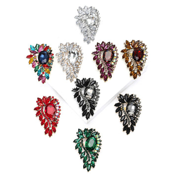 Teardrop Crystal Spray Brooch with Faceted Stones for Jackets and Scarves