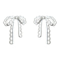 Matte Silver Lace Edge Bow Stud Earrings Openwork Metal view 5