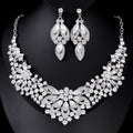 Black Silver Tone Flower Seven Designs Metal Necklace and Earring Set view 1