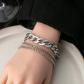 Silver Multi Strand Curb Chain Bracelet Lobster Clasp view 1
