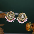 Gold Floral Medallion Pearl Look Bead Fringe Earrings view 4
