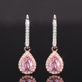 Pink Teardrop Crystal Silver Tone Drop Earrings view 5