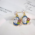 Gold Enamel Floral Pearl Drop Earrings Irregular 9 Styles view 6