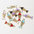 Colorful Enamel Fishbone Metal Charms in a Random Mix view 3