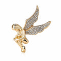 Polished Crystal Winged Angel Metal Brooch in Two Finishes view 5