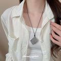 Black Cord Silver Mesh Bag Pendant Necklace Hollow Openwork view 3