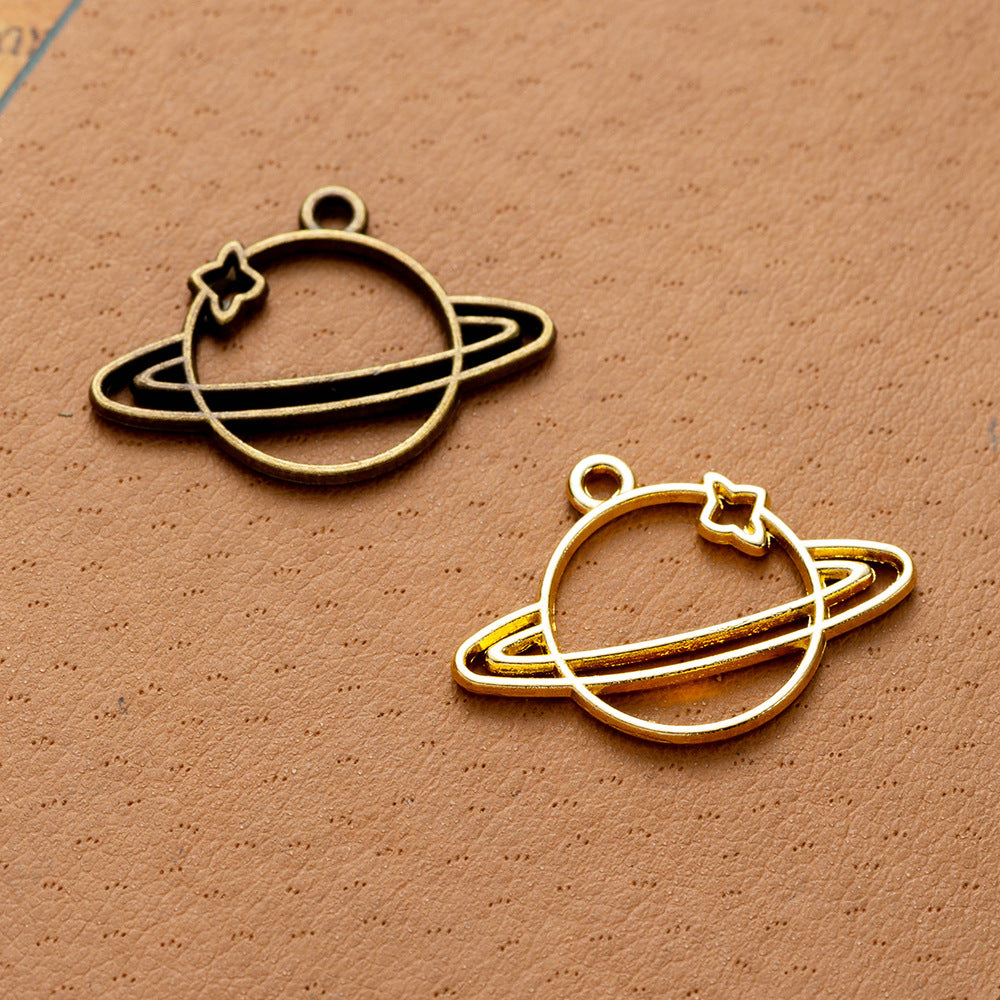 25x19mm Alloy Saturn Planet Charm Pendant for DIY Jewelry
