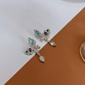 Silver Textured Butterfly Drop Earrings Multicolor Crystal Dangles view 4