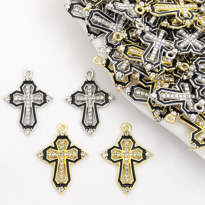 Textured Cross Charm in Gold and Silver Tone for Jewelry Making