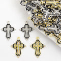 Textured Cross Charm in Gold and Silver Tone for Jewelry Making view 1