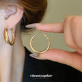 Classic Rounded Hoop Earrings in Three Sizes and Two Tones view 4