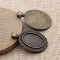 Antique Bronze Floral Oval Cabochon Setting Jewelry Making Component view 2