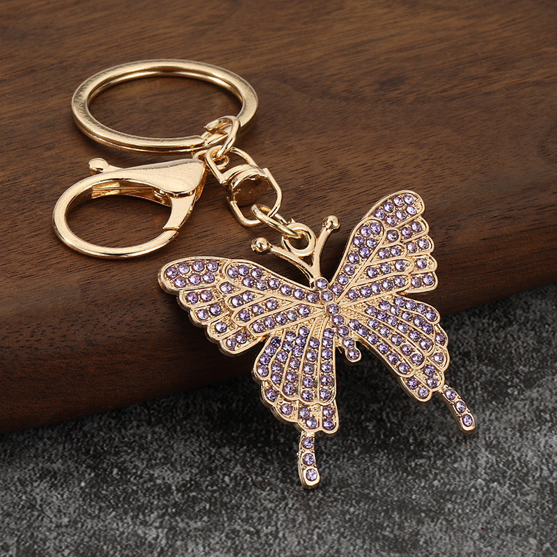 Colorful Butterfly Rhinestone Keychain Bag Charm