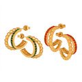 Double Hoop Crystal Earrings in Red Clear or Pearl Styles view 5