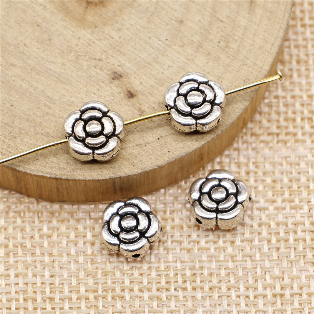 10mm 1.4g Antique Silver Zinc Alloy Round Large Hole Loose Metal Beads for Bracelet Making