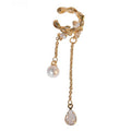 Gold Tone Pearl and Chain Ear Cuffs for Left or Right Ear view 5