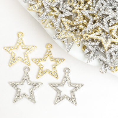 Front assortment of open five-point stars lined with clear crystals
