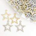 Large Open Crystal Star Charms in Gold and Silver Tones view 1