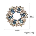 Blue and Clear Crystal Wreath Brooch in Silver Tone view 5