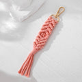 Gold Tone Braided Macrame Tassel Clip Keychains in Six Pastel Colors view 2