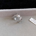 Silver Open Cross Band Ring Pearl Cross Hoop Earrings view 6