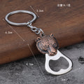 Tiger Head Metal Bottle Opener Keychain in Three Antique Finishes view 2