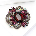 Round Floral Crystal Brooch with Faceted Stones for Jackets and Scarves view 3