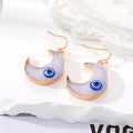 Gold Crescent Resin Moon Evil Eye Drop Earrings Two Colors view 3