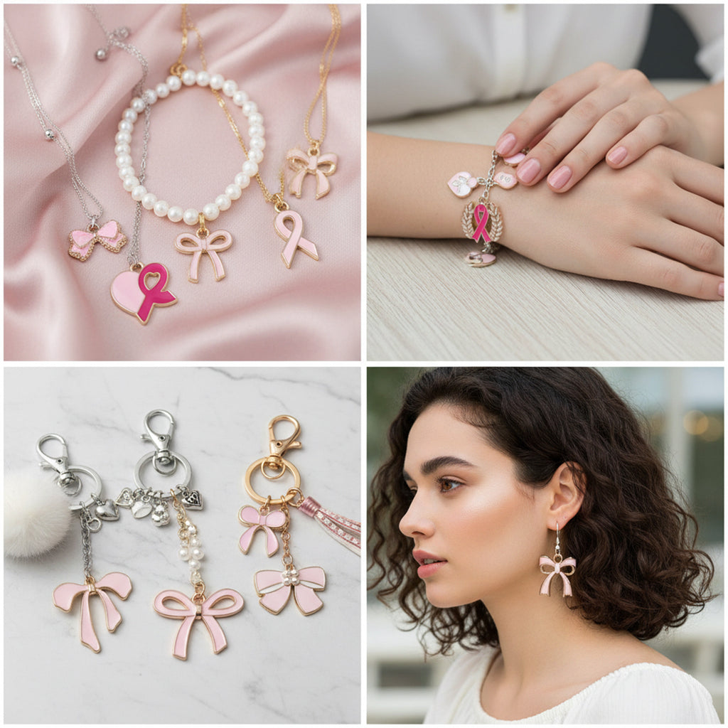 Zinc Alloy Enamel Pink Bow Ribbon Butterfly Charm Pendant for Necklace Bracelet Making