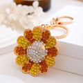 Rhinestone Smiley Face Flower Keychain Metal Bag Charm view 3