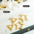 Gold Steel Geometric Star Triangle Huggie Hoop Earrings view 2