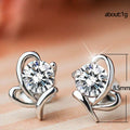 Silver Tone Butterfly Frame Round Clear Stone Stud Earrings view 4