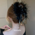 Purple Feather Rhinestone Tassel Shark Claw Hair Clip view 3