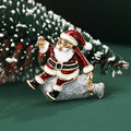 Enamel Santa Brooch With Clear Crystal Accents Decorative Lapel Pin view 4