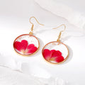 Gold Tone Round Pressed Flower Resin Hook and Stud Earrings in Eight Designs view 7