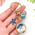 Six Blue Turtle Starfish Ocean Metal Keychain Designs view 3