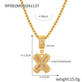 Gold Box Chain Necklace With Zircon Initial Letter Pendant view 8