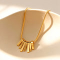 Layered Fan Fringe Pendant Necklace in Polished Gold Tone view 4