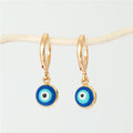 Round Evil Eye Huggie Drop Earrings in Fourteen Color Finishes view 3