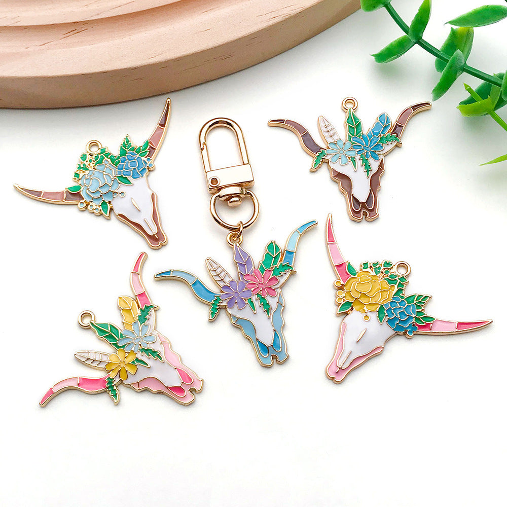 KC Gold Zinc Alloy Bull Head charm pendant for DIY colorful enamel jewelry making