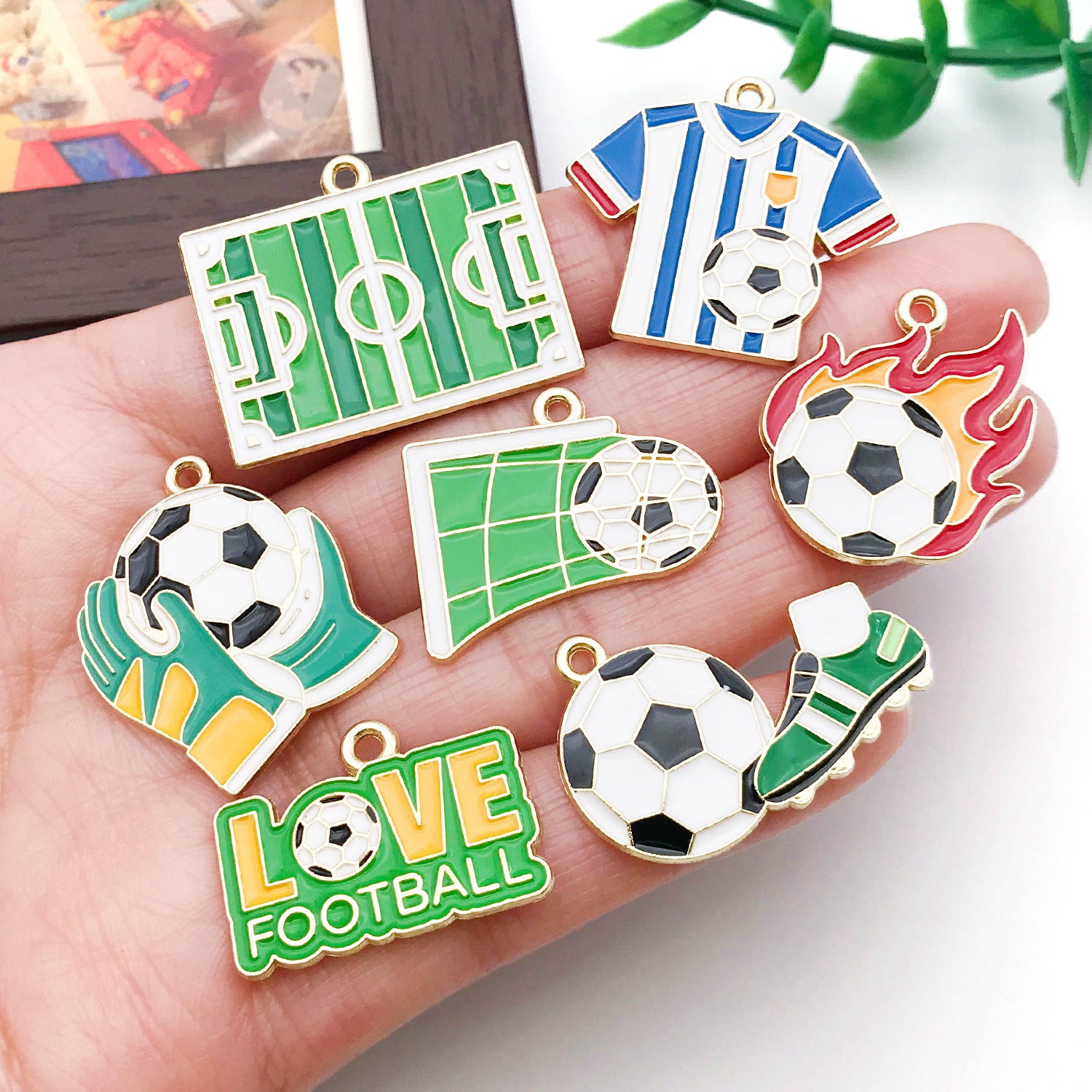 Enamel Zinc Alloy World Cup Football Charm Pendant for Necklace Bag Keychain
