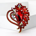 Heart Crystal Leaf Brooch with Faceted Stones for Jackets and Scarves view 2