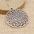 Sri Yantra Openwork Pendant Charm in Antique Silver and Antique Gold Metal view 4